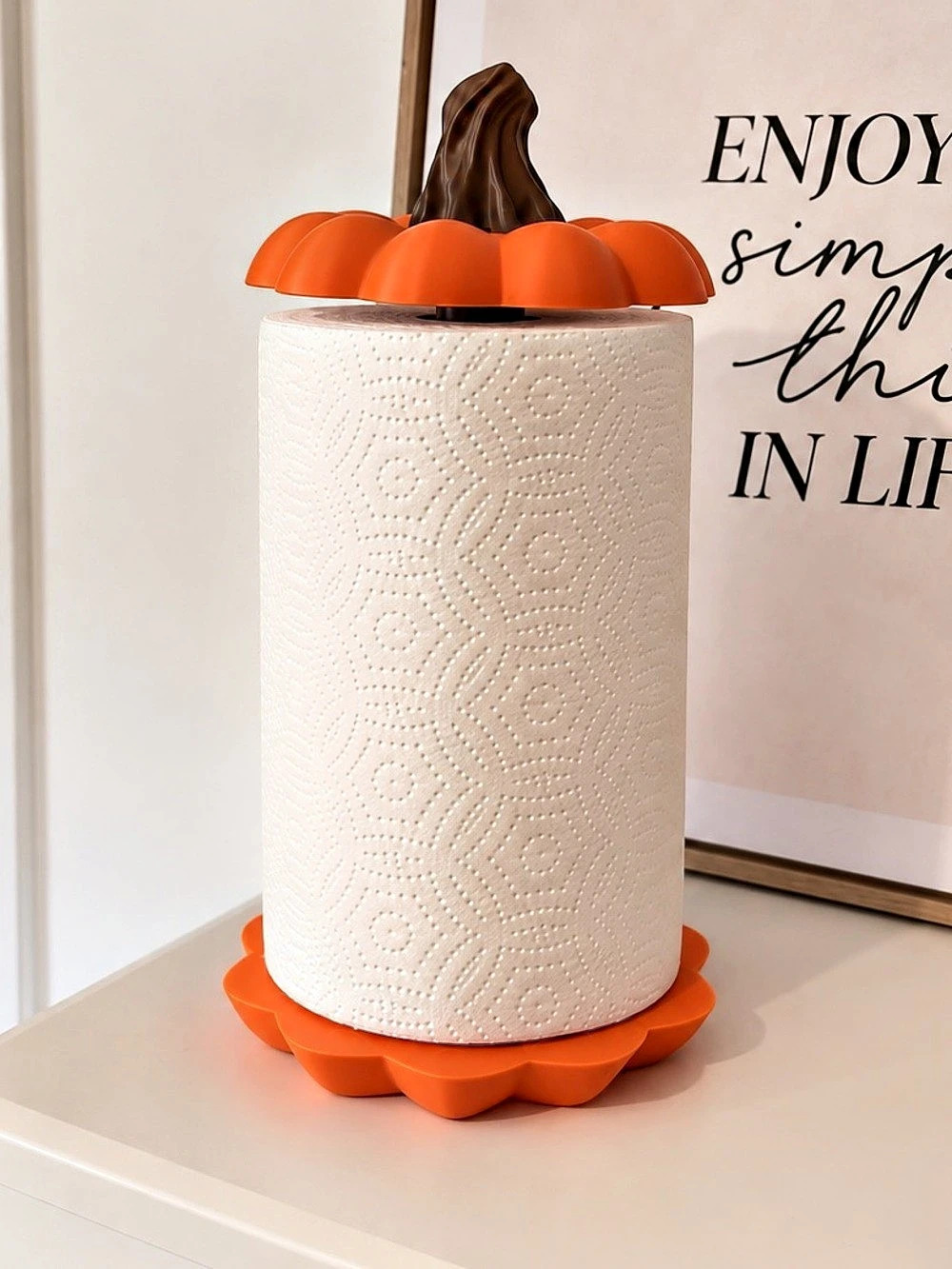 Pumpkin Paper Towel Holder in Orange